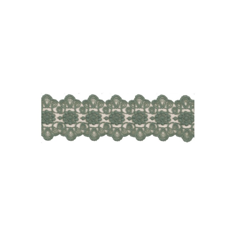 725340-86 GALON TUL BORDADO JULIANA 55 MM POLIAMIDA 50%-ALGODON 50% VERDE Venta en piezas de 13.70 M