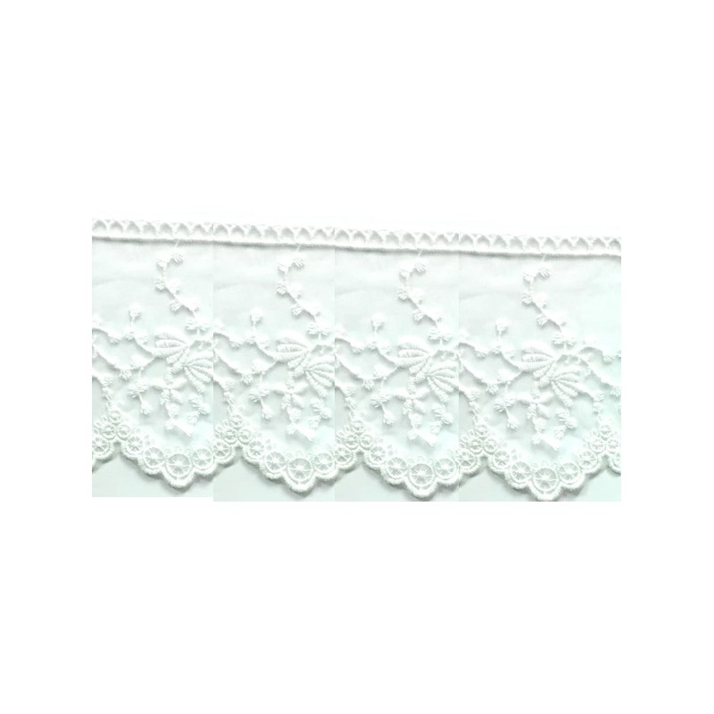 725343-01 PUNTILLA TUL BORDADO KATARA 100 MM.ALGODON 50%-POLIAMIDA 50% BLANCO Venta en piezas de 18.20 M