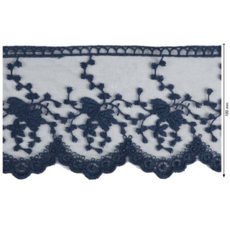 725343-02 PUNTILLA TUL BORDADO KATARA 100 MM.ALGODON 50%-POLIAMIDA 50% NEGRO Venta en piezas de 18.20 M