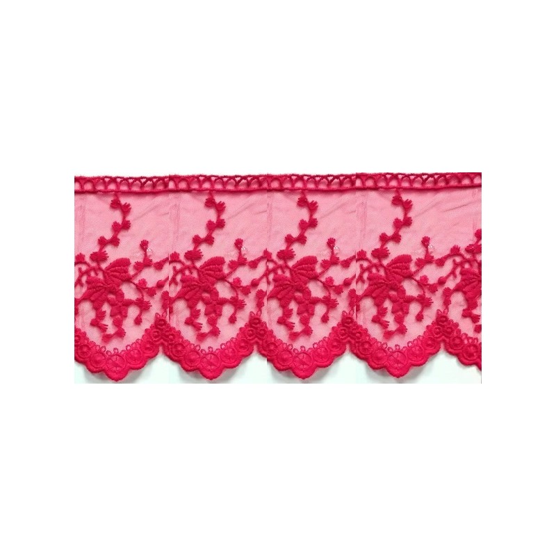 725343-09 PUNTILLA TUL BORDADO KATARA 100 MM.ALGODON 50%-POLIAMIDA 50% ROJO Venta en piezas de 18.20 M