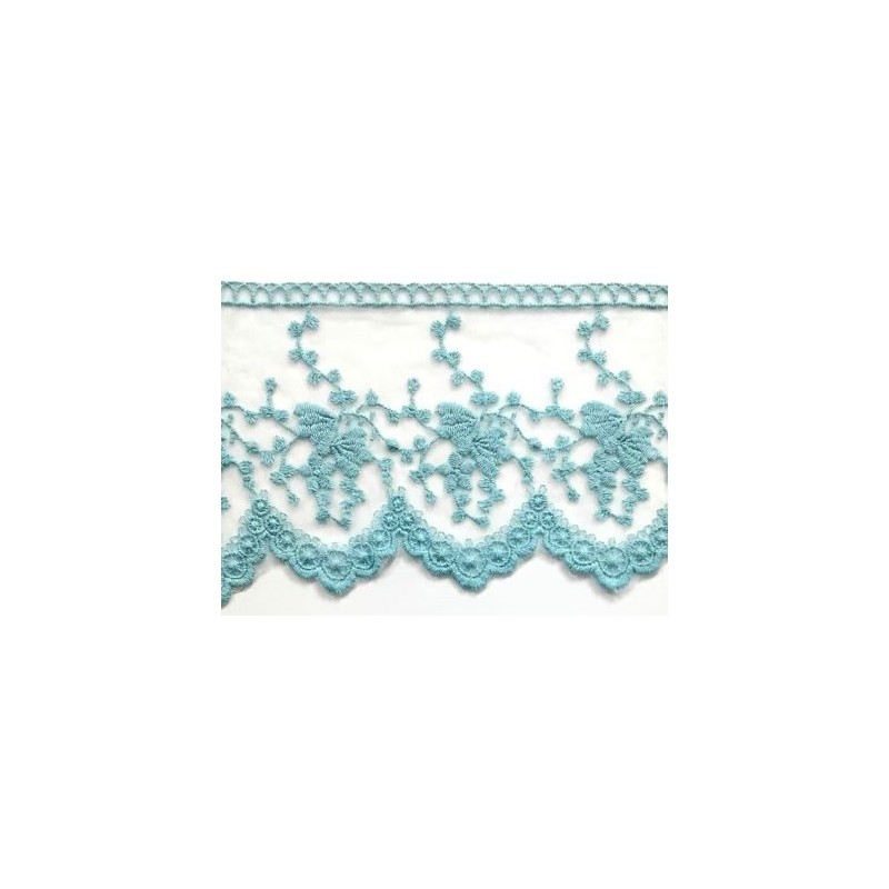 725343-16 PUNTILLA TUL BORDADO KATARA 100 MM.ALGODON 50%-POLIAMIDA 50% CELESTE Venta en piezas de 18.20 M