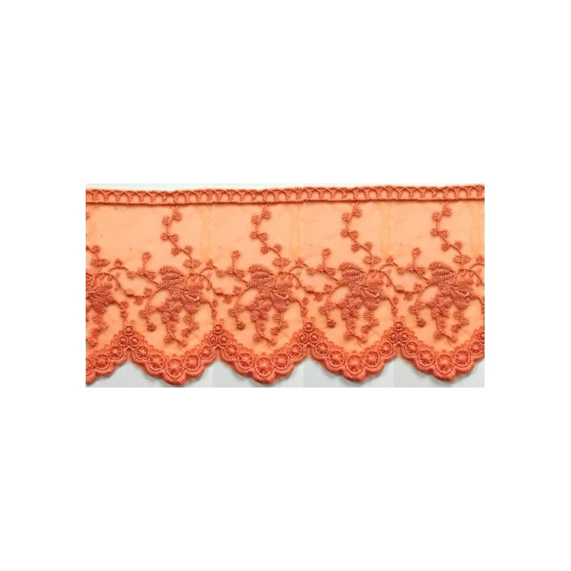 725343-40 PUNTILLA TUL BORDADO KATARA 100 MM.ALGODON 50%-POLIAMIDA 50% NARANJA Venta en piezas de 18.20 M