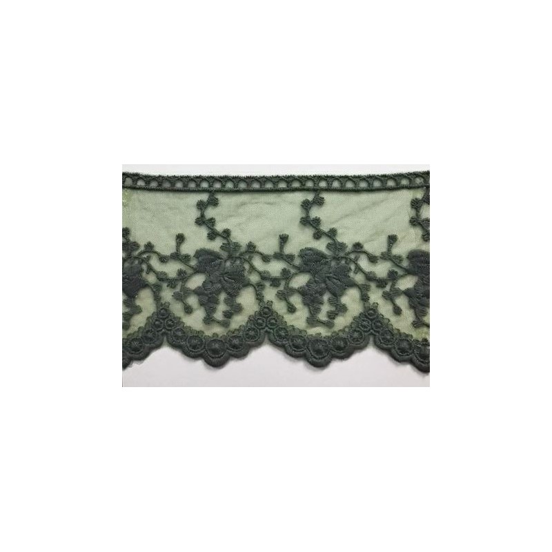 725343-86 PUNTILLA TUL BORDADO KATARA 100 MM.ALGODON 50%-POLIAMIDA 50% VERDE Venta en piezas de 18.20 M