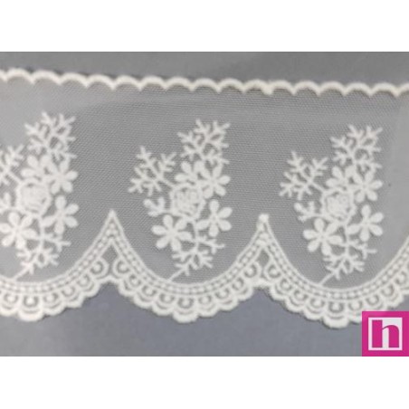 725354-0001 PUNTILLA TUL BORDADO ERIKA 85 MM. POLIESTER 50%-ALGODON 50% BLANCO Venta en piezas de 14.60 M