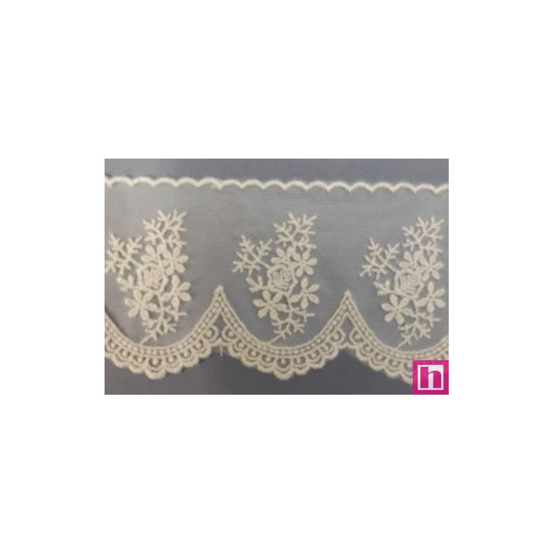 725354-0003 PUNTILLA TUL BORDADO ERIKA 85 MM. POLIESTER 50%-ALGODON 50% BEIG Venta en piezas de 14.60 M