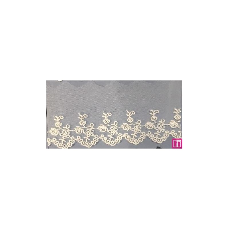 725356-0003 PUNTILLA TUL BORDADO JAZIEL 60 MM. POLIESTER 50%-ALGODON 50% BEIG Venta en piezas de 14.60 M