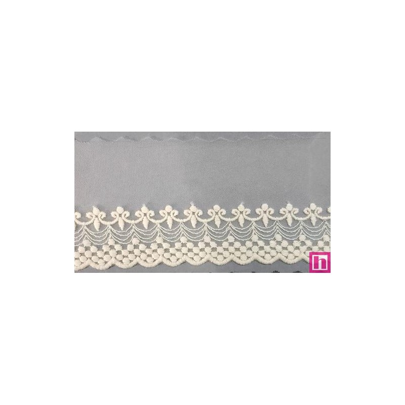725357-0003 PUNTILLA TUL BORDADO AOLANI 70 MM. POLIESTER 50%-ALGODON 50% BEIG Venta en piezas de 14.60 M