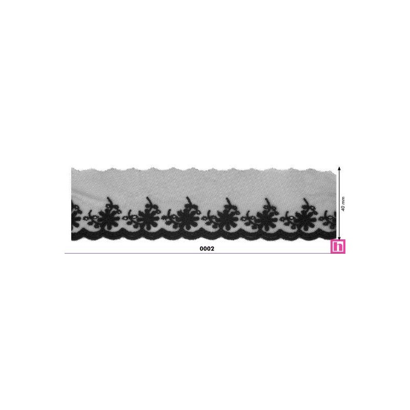 725358-0003 PUNTILLA TUL BORDADO HANY 40 MM. POLIESTER 50%-ALGODON 50% BEIG Venta en piezas de 14.60 M