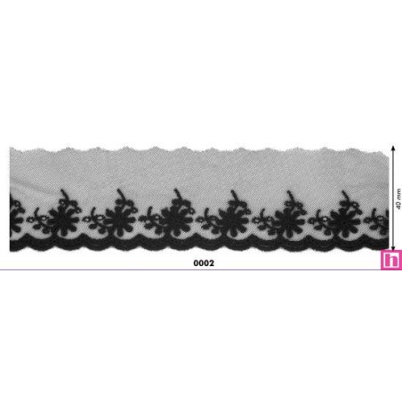 725358-0003 PUNTILLA TUL BORDADO HANY 40 MM. POLIESTER 50%-ALGODON 50% BEIG Venta en piezas de 14.60 M