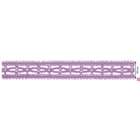 727387-0021 ENTREDOS BOLILLO NIARA 23 MM. POLIESTER 100% LILA Venta en piezas de 25.00 M
