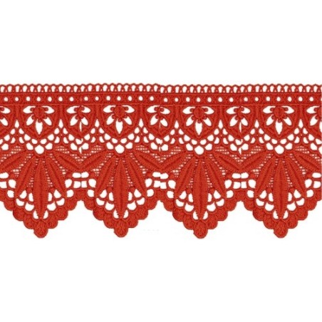 908245-09 PUNTILLA GUIPUR FANTASIA ABDIAS 88 MM. POLIESTER 100% ROJO Venta en piezas de 9.10 M