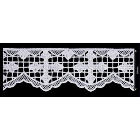 908263-0001 PUNTILLA GUIPUR CRESSIDA 50 MM. POLIESTER 100% BLANCO Venta en piezas de 9.10 M
