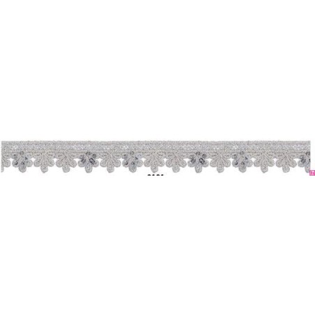 908502-0101 GALON FANTASIA KISAI 17 MM. POLIESTER + POLIETILENO PLATA Venta en piezas de 13.70 M