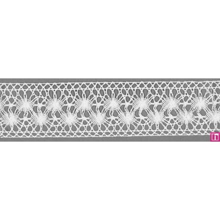 9304-0 ENTREDOS BOLILLO ORNELA 35 MM. ALGODON 100% BLANCO Venta en piezas de 25.00 M