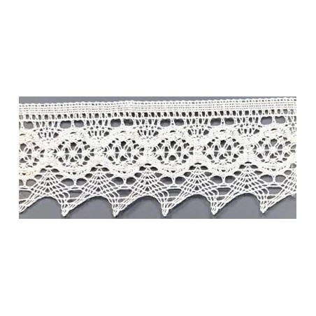 9335-000 PUNTILLA BOLILLO AJENUZ 55 MM. ALGODON 100% BLANCO Venta en piezas de 25.00 M