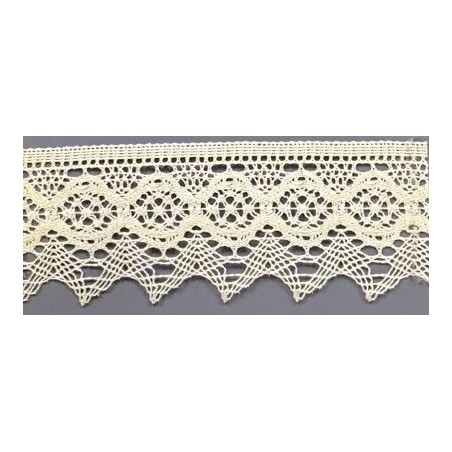 9335-102 PUNTILLA BOLILLO AJENUZ 55 MM. ALGODON 100% MARFIL Venta en piezas de 25.00 M