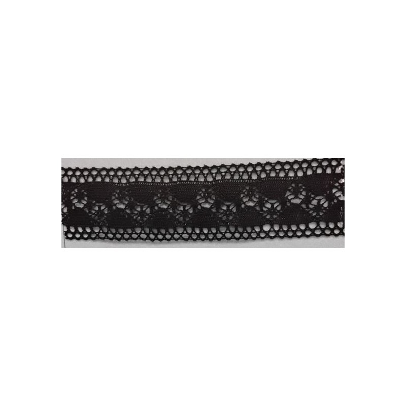 9336-004 ENTREDOS BOLILLO ALBAHACA 40 MM. ALGODON 100% NEGRO Venta en piezas de 25.00 M