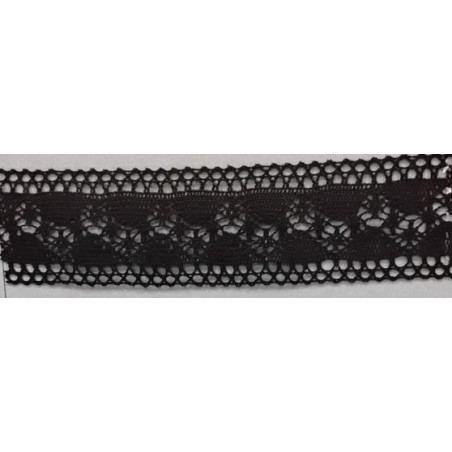 9336-004 ENTREDOS BOLILLO ALBAHACA 40 MM. ALGODON 100% NEGRO Venta en piezas de 25.00 M