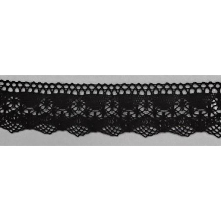 9337-004 PUNTILLA BOLILLO ALBAHACA 35 MM. ALGODON 100% NEGRO Venta en piezas de 25.00 M
