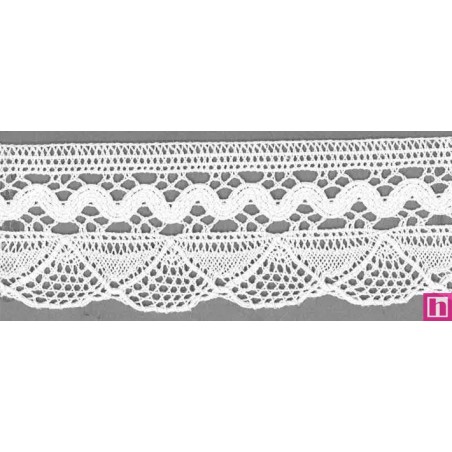 9484-0 PUNTILLA BOLILLO NADIR 55 MM. ALGODON 100% BLANCO Venta en piezas de 25.00 M