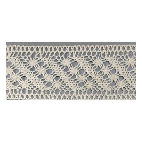 9486-102 ENTREDOS BOLILLO OHANA 55 MM. ALGODON 100% MARFIL Venta en piezas de 25.00 M