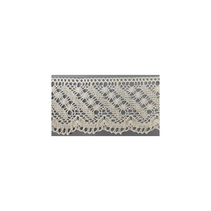 9487-102 PUNTILLA BOLILLO OHANA 75 MM. ALGODON 100% MARFIL Venta en piezas de 25.00 M