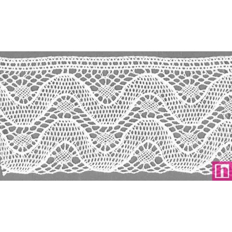 9489-0 PUNTILLA BOLILLO ZAREK 70 MM. ALGODON 100% BLANCO Venta en piezas de 25.00 M
