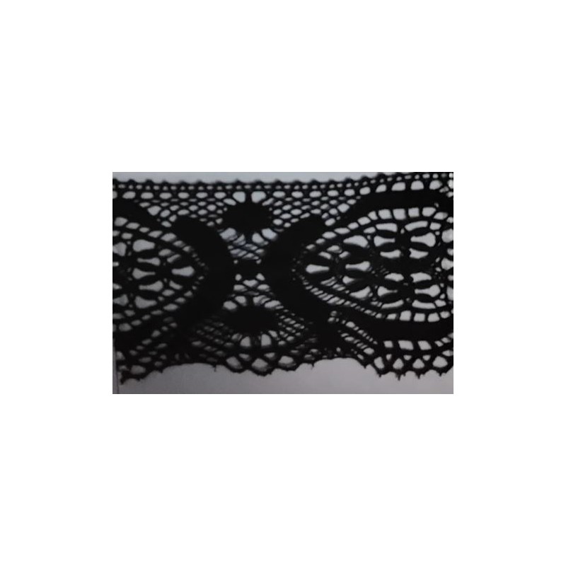 9491-004 PUNTILLA BOLILLO AJEDREA 90 MM. ALGODON 100% NEGRO Venta en piezas de 25.00 M