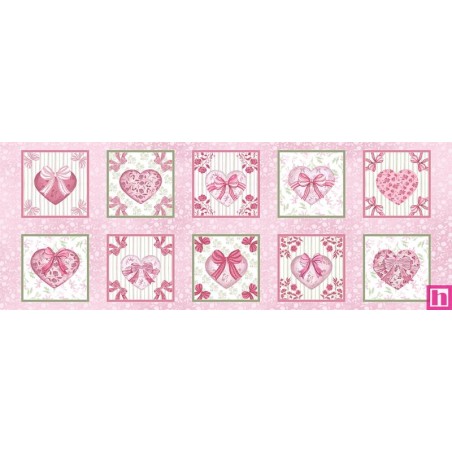 P121-CCHA6485PINK PATCH. AMERICANO COQUETTE CHARM (01) PANEL 60X110 CM. ALGODON 100% ROSA Venta en piezas de 7.00 M