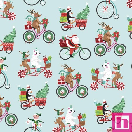 P121-CHM35899-LT PATCH. AMERICANO CHRISTMAS MINIATURES III (22) 110 CM. ALGODON 100% CELESTE Venta en piezas de 7.00 M