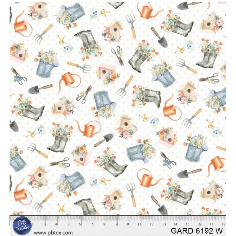 P121-GARD6192W PATCH. AMERICANO GARDENSCAPE (05) 110 CM. ALGODON 100% BLANCO Venta en piezas de 7.00 M