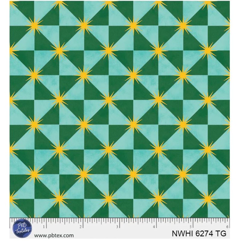 P121-NWHI6274TG PATCH. AMERICANO NUTCRACKER WHIMSY (08) 110 CM. ALGODON 100% TURQUESA/VERDE Venta en piezas de 7.00 M
