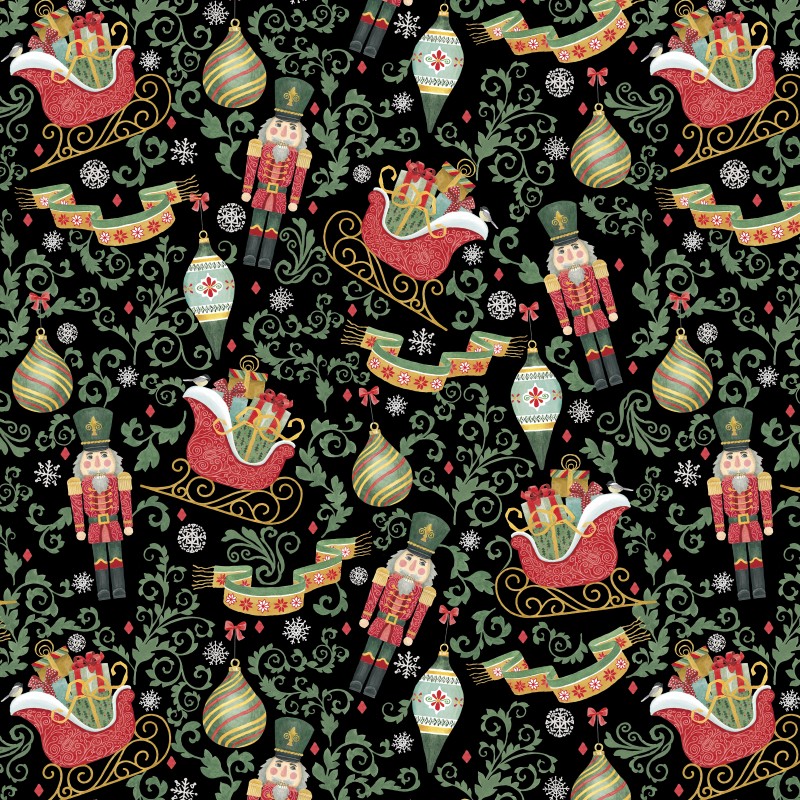 P121-TTSE6172K PATCH. AMERICANO TIS THE SEASON (05) 110 CM. ALGODON 100% NEGRO/MULTI Venta en piezas de 7.00 M