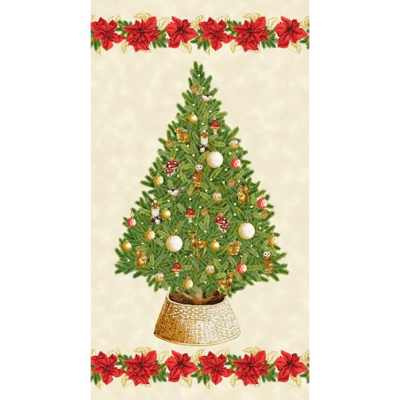 P137-SRKM-23697-84 PATCH. AMERICANO HOLIDAY FLOURISH - FOREST GLEN (12) PANEL 60X110 CM. ALGODON 100% CREMA/DOR METALL Venta en