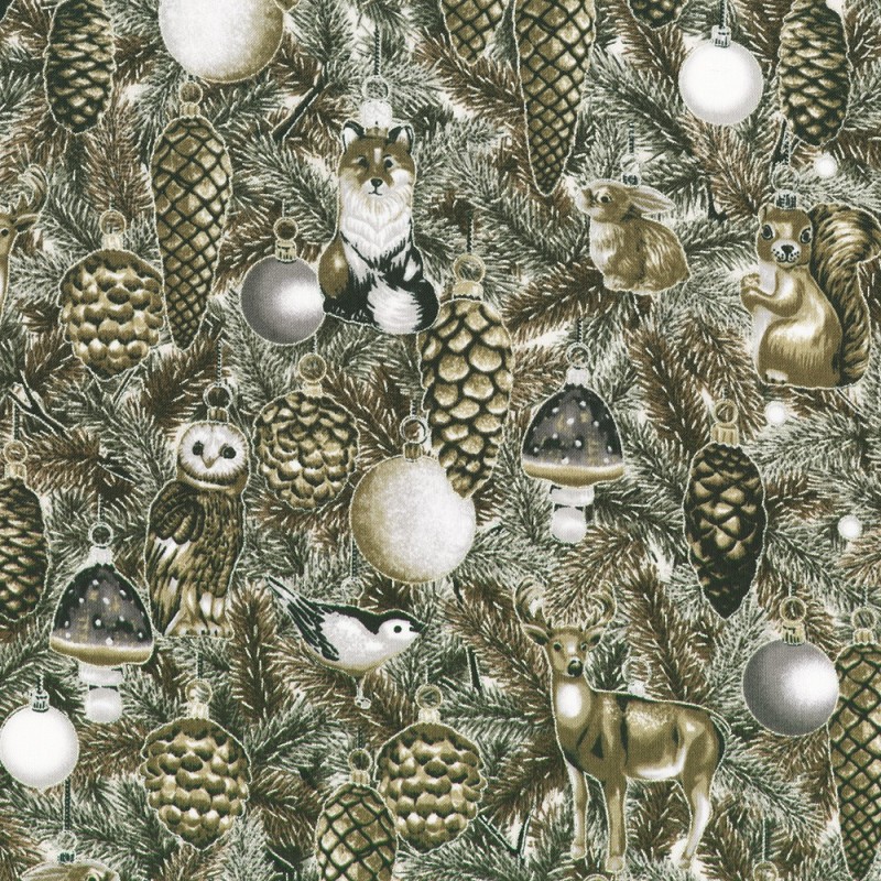 P137-SRKM-23701-160 PATCH. AMERICANO HOLIDAY FLOURISH - FOREST GLEN (58) 110 CM. ALGODON 100% CENIZA/PLATA METALLIC Venta en pie