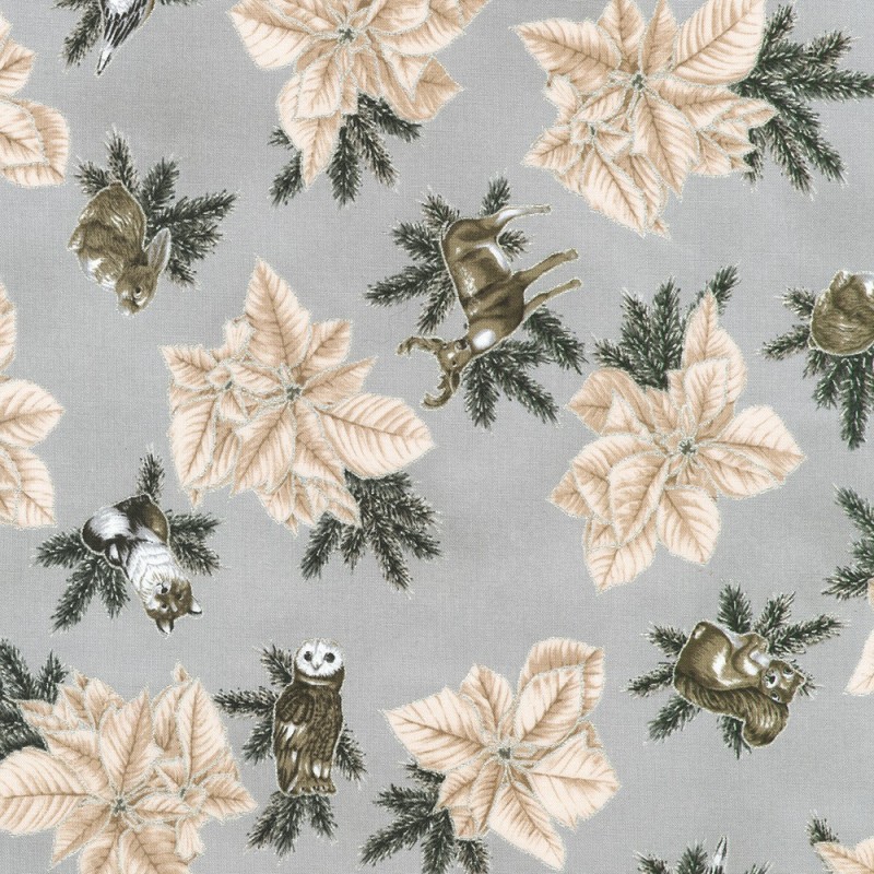 P137-SRKM-23702-186 PATCH. AMERICANO HOLIDAY FLOURISH - FOREST GLEN (53) 110 CM. ALGODON 100% GRIS/PLATA METALLIC Venta en pieza