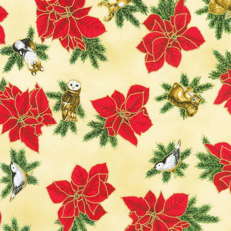 P137-SRKM-23702-85 PATCH. AMERICANO HOLIDAY FLOURISH - FOREST GLEN (24) 110 CM. ALGODON 100% VAINILLA/DORADO METALLIC Venta en p