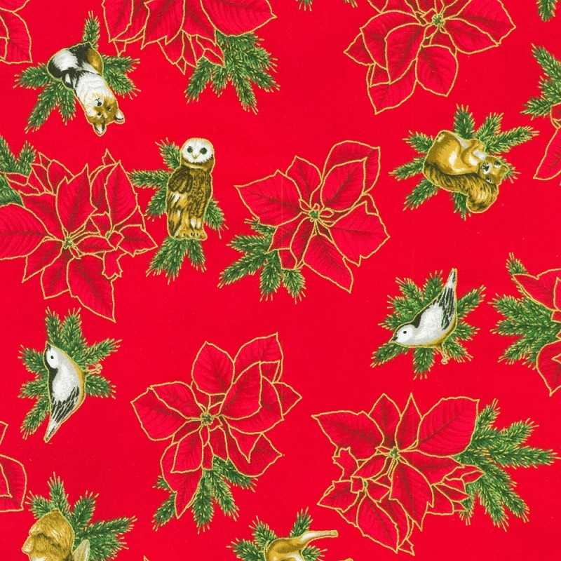 P137-SRKM-23702-91 PATCH. AMERICANO HOLIDAY FLOURISH - FOREST GLEN (26) 110 CM. ALGODON 100% ROJO/DORADO METALLIC Venta en pieza