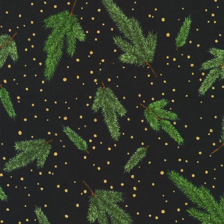 P137-SRKM-23703-2 PATCH. AMERICANO HOLIDAY FLOURISH - FOREST GLEN (44) 110 CM. ALGODON 100% NEGRO/DORADO METALLIC Venta en pieza