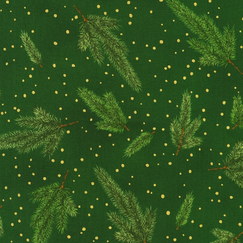 P137-SRKM-23703-224 PATCH. AMERICANO HOLIDAY FLOURISH - FOREST GLEN (20) 110 CM. ALGODON 100% MUSGO/DORADO METALLIC Venta en pie