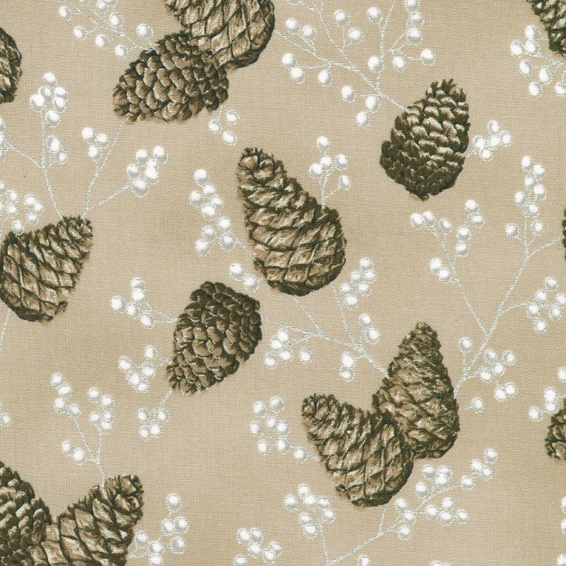 P137-SRKM-23705-158 PATCH. AMERICANO HOLIDAY FLOURISH - FOREST GLEN (55) 110 CM. ALGODON 100% TAUPE/PLATA METALLIC Venta en piez