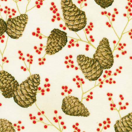 P137-SRKM-23705-84 PATCH. AMERICANO HOLIDAY FLOURISH - FOREST GLEN (05) 110 CM. ALGODON 100% CREMA/DORADO METALLIC Venta en piez