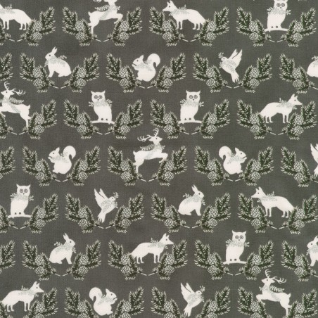 P137-SRKM-23706-184 PATCH. AMERICANO HOLIDAY FLOURISH - FOREST GLEN (59) 110 CM. ALGODON 100% CENIZA/PLATA METALLIC Venta en pie