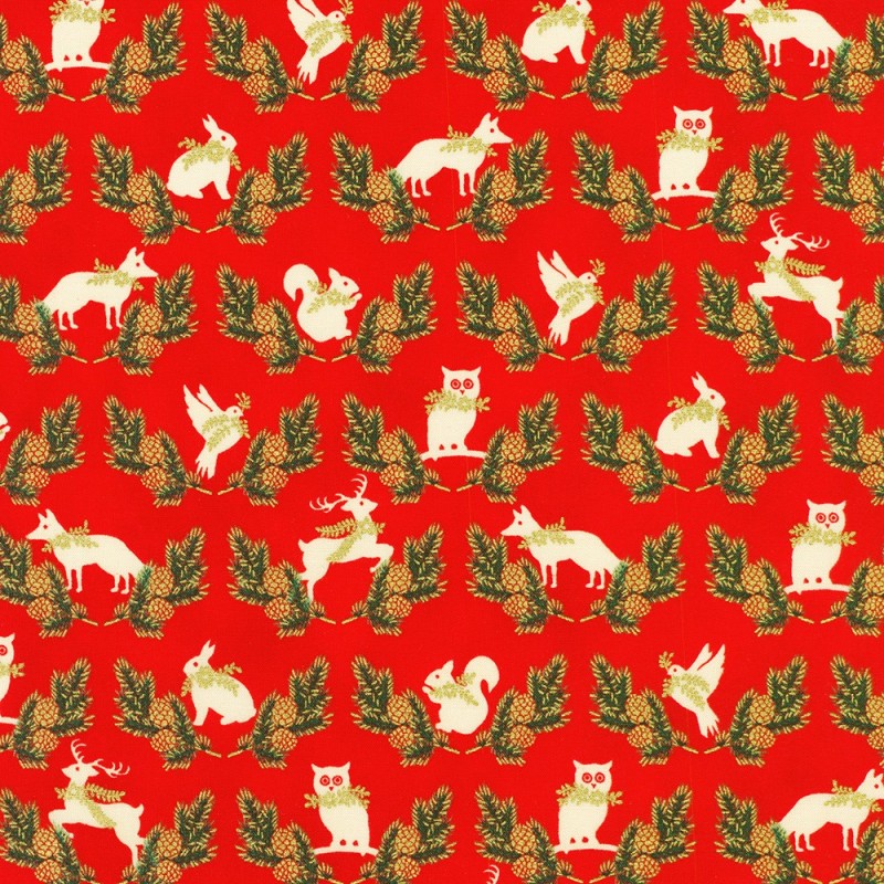 P137-SRKM-23706-91 PATCH. AMERICANO HOLIDAY FLOURISH - FOREST GLEN (29) 110 CM. ALGODON 100% ROJO/DORADO METALLIC Venta en pieza