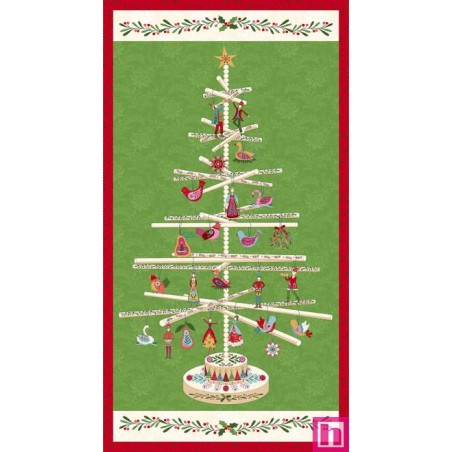 P140-3459P-44 PATCH. AMERICANO SCANDINAVIAN HOLIDAY (06) PANEL 60X110 CM. ALGODON 100% VERDE/MULTI Venta en piezas de 7.00 M