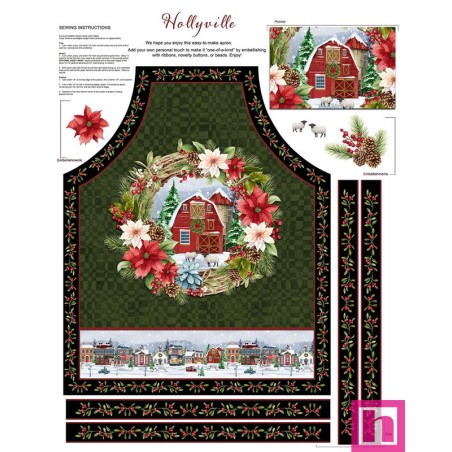 P140-3521P-66 PATCH. AMERICANO HOLLYVILLE MANOR (13) PANEL 90X110 CM. ALGODON 100% VERDE/MULTI Venta en piezas de 7.00 M