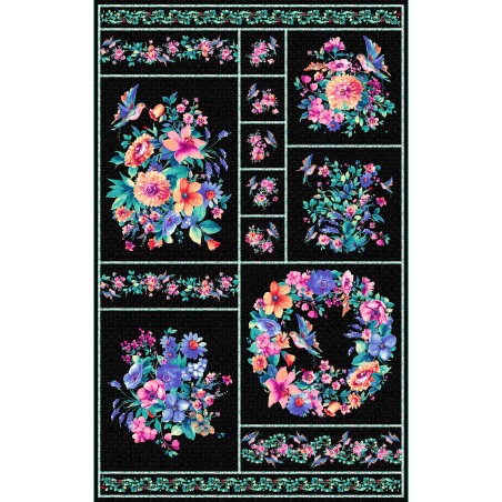 P17-MAS11060-J PATCH. AMERICANO SUMMER BUZZ (01) PANEL 70X110 CM. ALGODON 100% NEGRO Venta en piezas de 7.00 M