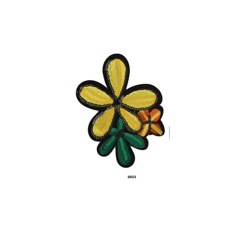120700-0023 APLICACION TERMOADHESIVA FLOR MEXICANA 70 X 140 MM POLIESTER 100% MULTI Venta en piezas de 5.00 U