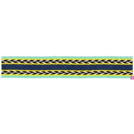 125617-25-01 TAPACOSTURAS FANTASIA ALIOU 25 MM. POLIESTER 100% MENTA/MARINO Venta en piezas de 15.00 M