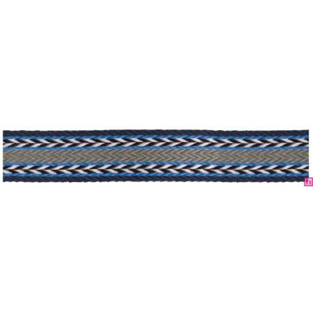 125617-25-02 TAPACOSTURAS FANTASIA ALIOU 25 MM. POLIESTER 100% MARINO/GRIS Venta en piezas de 15.00 M